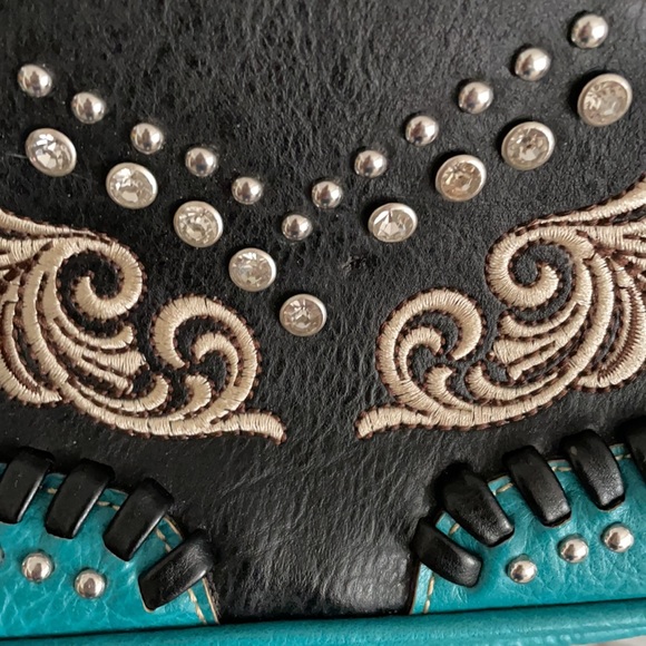 teal and Black Authentic Montana West leather bag EUC - Picture 5 of 12